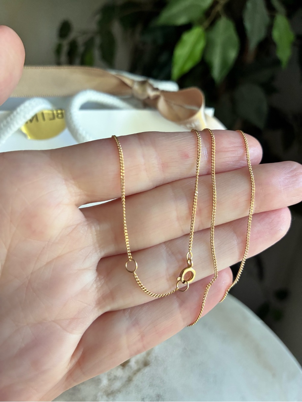 Blink Blank Solid 14k Gold Curb Necklace Set